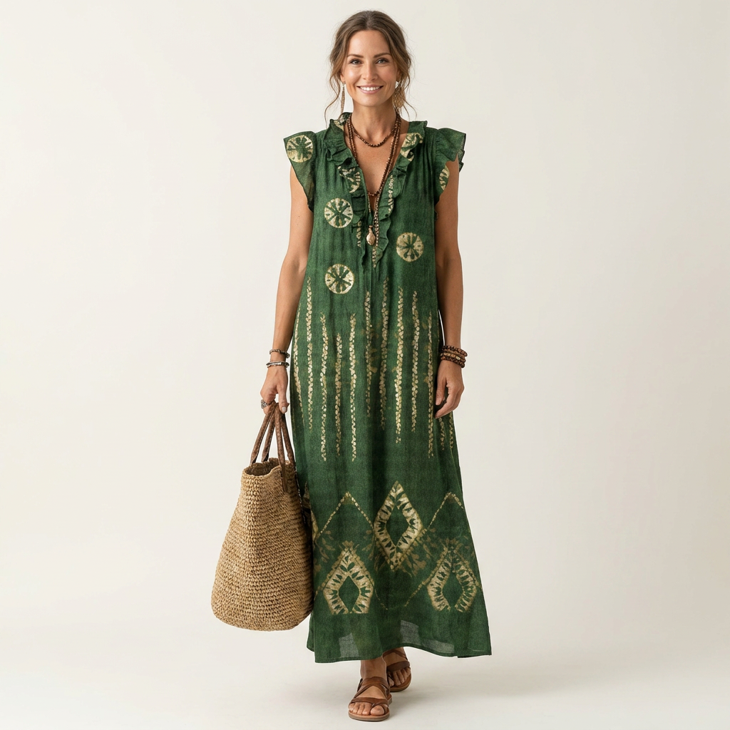 Gianna | Vestido Maxi con Volantes y Escote en V