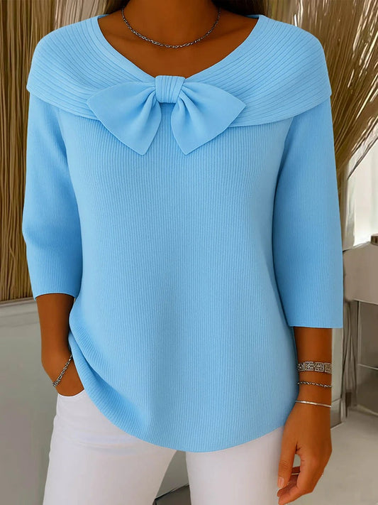 Sara | Maglione con Fiocco e Scollo Rotondo
