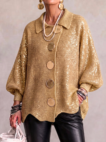 María | Cardigan Oversize con Botones Dorados