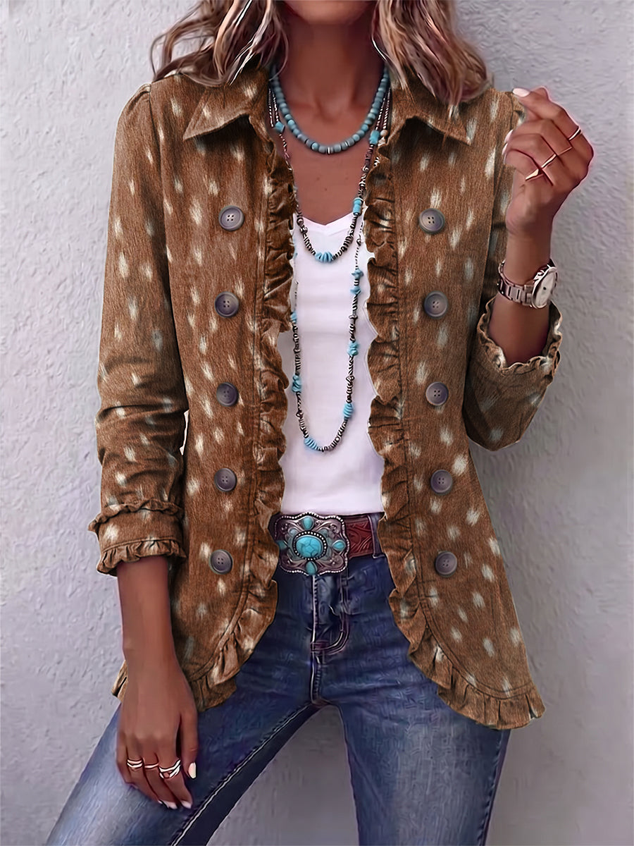 Irene | Chaqueta Bohemia Estampado Animal Print con Volantes