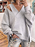 Valentina - Sudadera Oversize Chic de Cuello en V con Recorte