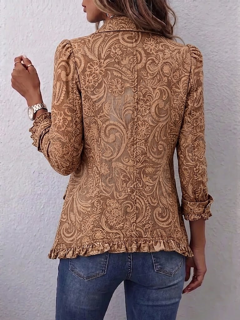 Noemí | Chaqueta Bohemia Floral Vintage con Volantes