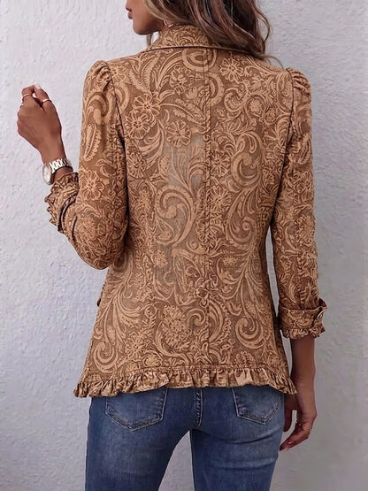 Noemí | Chaqueta Bohemia Floral Vintage con Volantes