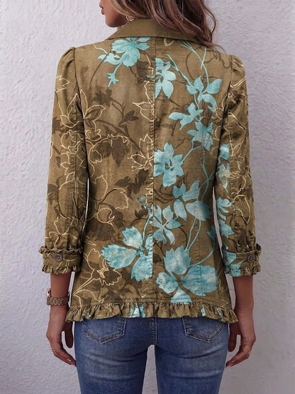 Blanca | Chaqueta Bohemia Floral Vintage Degradada con Volantes