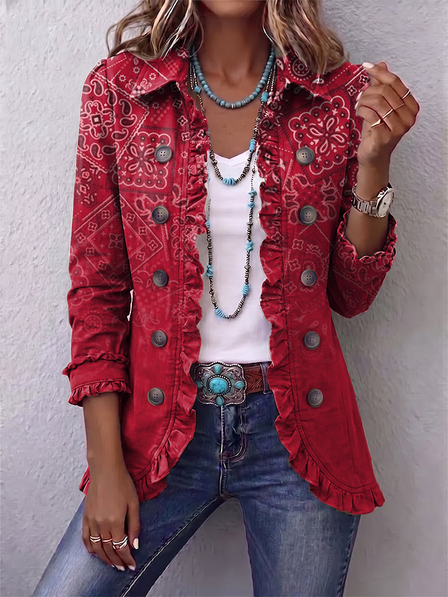 Inés | Chaqueta Bohemia Paisley Degradado con Volantes