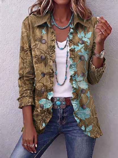 Blanca | Chaqueta Bohemia Floral Vintage Degradada con Volantes
