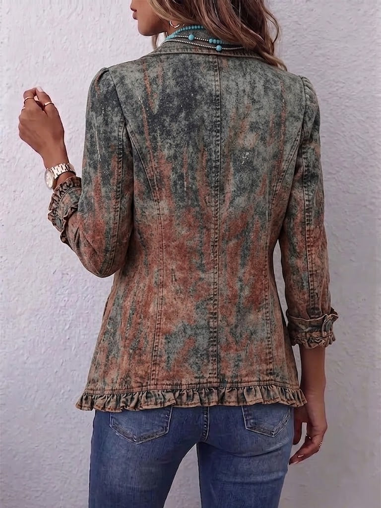 Laura | Chaqueta Vintage Degradada Texturizada con Volantes