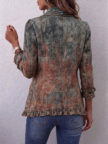Laura | Chaqueta Vintage Degradada Texturizada con Volantes