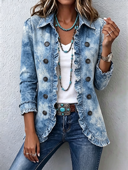 Ginebra | Chaqueta Bohemia Botánica Vintage Degradada con Volantes