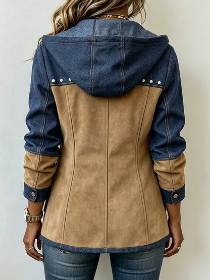 Victoria - Chaqueta con Capucha Chic de Patchwork 100% Algodón