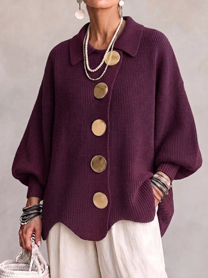 María | Cardigan Oversize con Botones Dorados