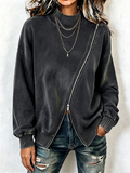 Nerea - Sudadera asimétrica con cremallera de algodón lavado