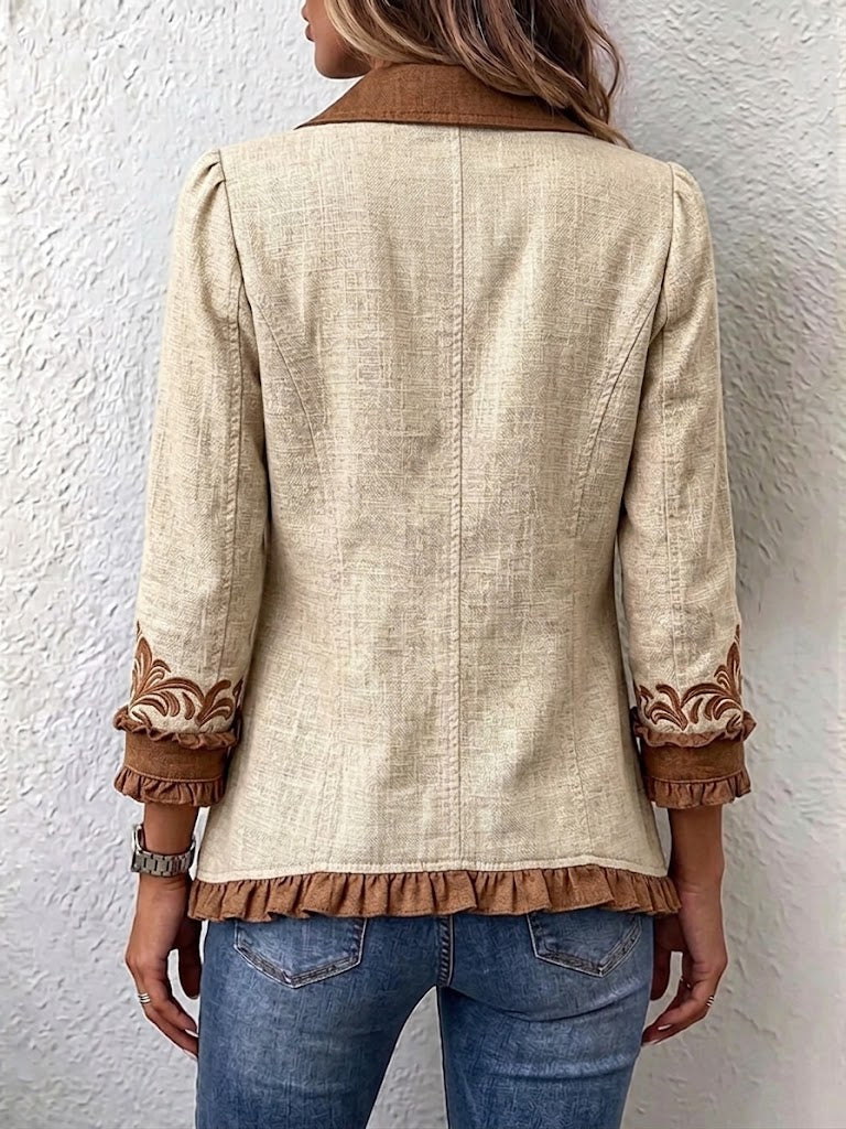 Adriana | Chaqueta Bohemia Floral Vintage con Volantes