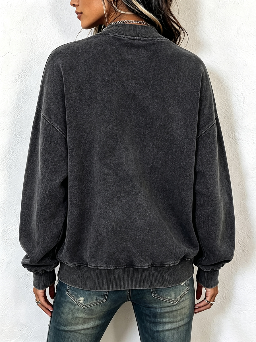 Nerea - Sudadera asimétrica con cremallera de algodón lavado