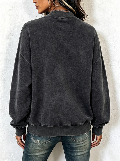Nerea - Sudadera asimétrica con cremallera de algodón lavado