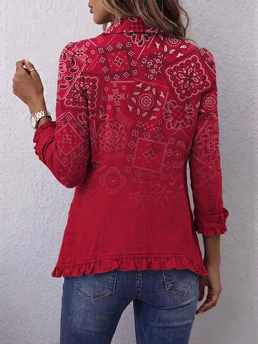 Inés | Chaqueta Bohemia Paisley Degradado con Volantes