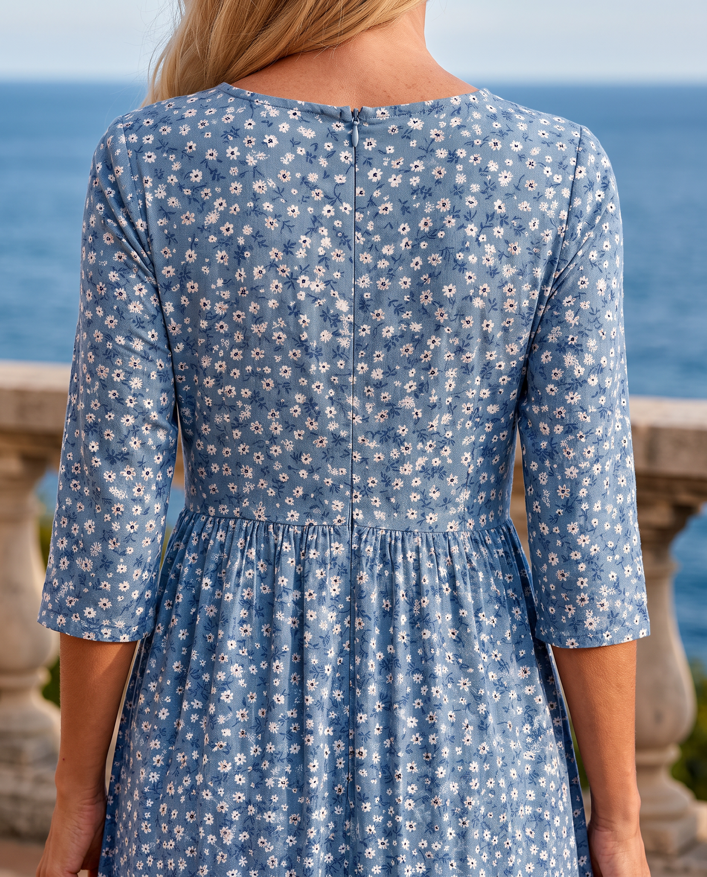 Marina - Vestido midi floral azul